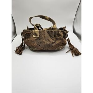 Apple Bottom Brand small brown shoulder bag fringe Y2K